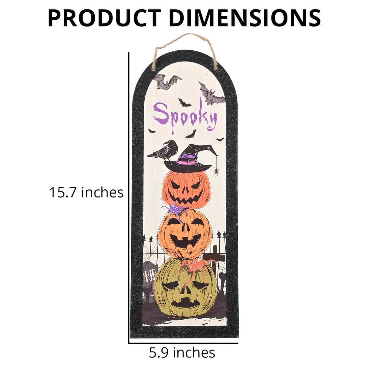 Halloween- Spooky Pumpkin W/ Black glitter Arch Wall Plaque  image number 3