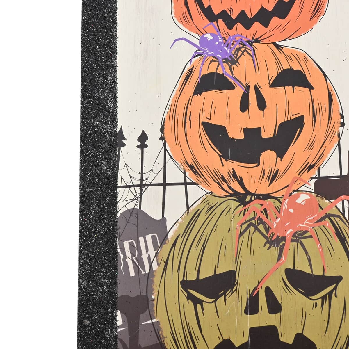 Halloween- Spooky Pumpkin W/ Black glitter Arch Wall Plaque  image number 5