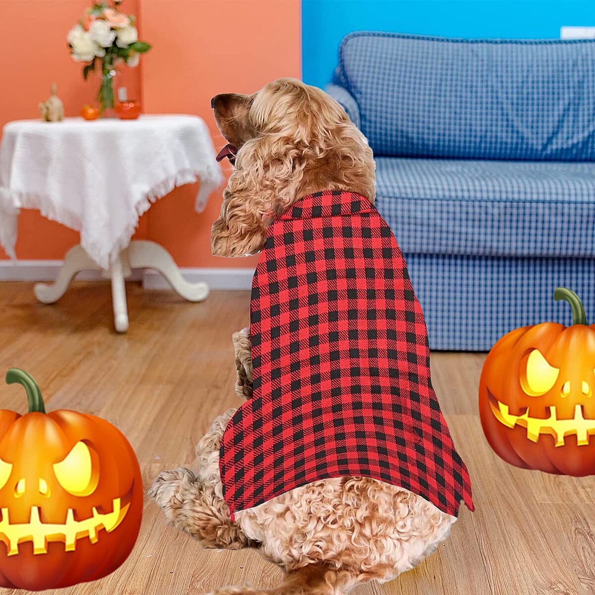 Halloween - Red Plaid Pet Costume Deluxe Polyester | Halloween Pet Costume | Scary Costume image number 1