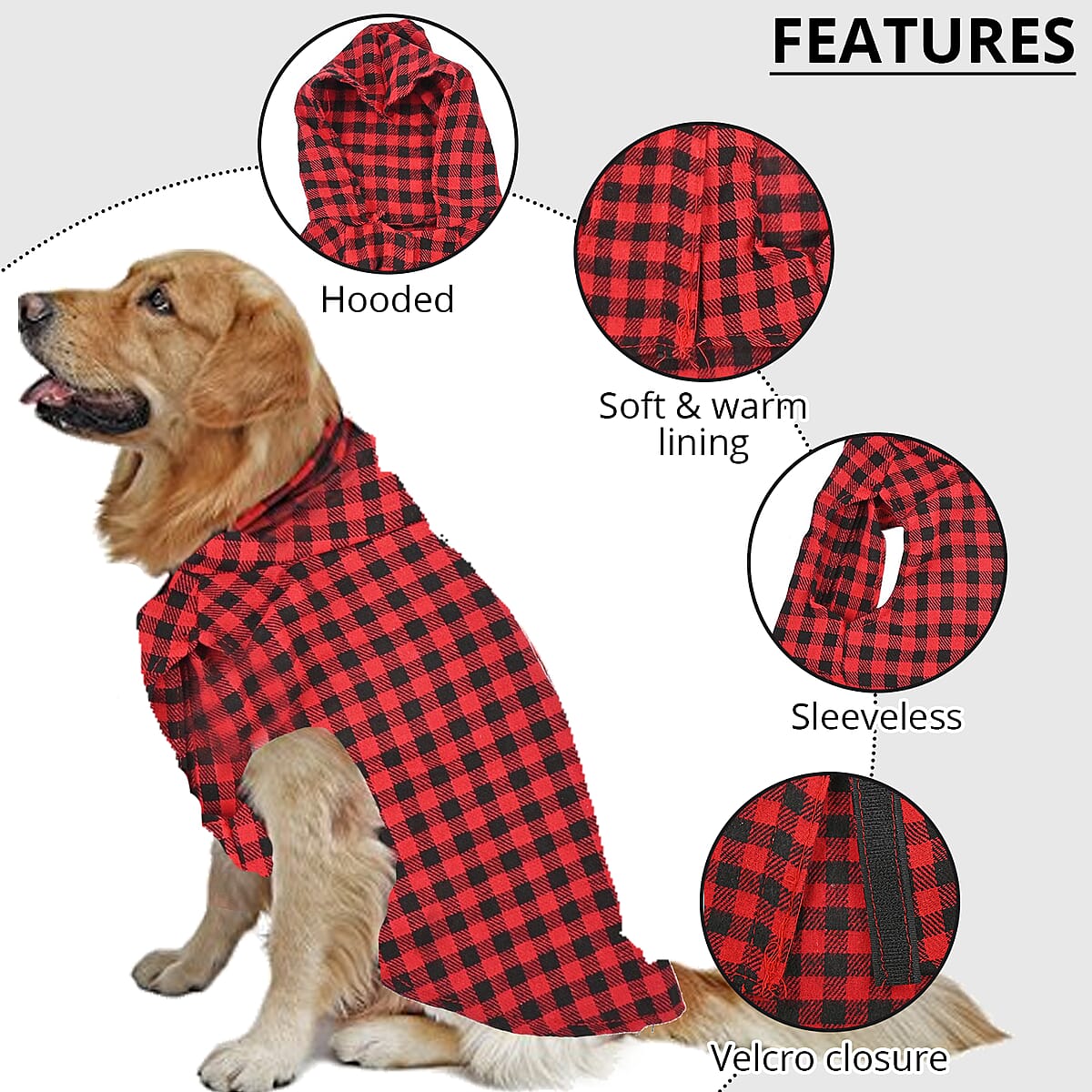 Halloween - Red Plaid Pet Costume Deluxe Polyester | Halloween Pet Costume | Scary Costume image number 2