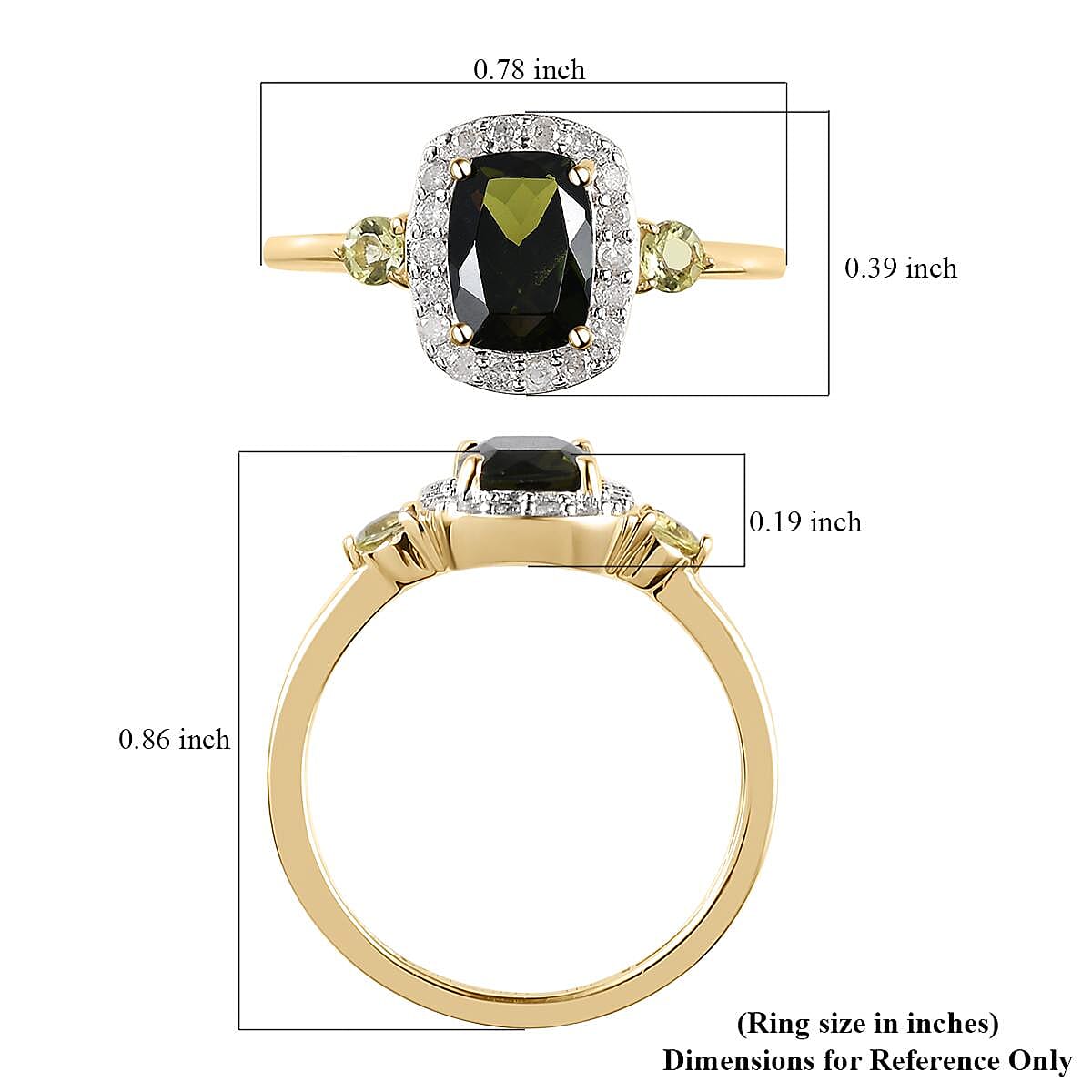 Luxoro 10K Yellow Gold Premium Tanzanian Chrome Tourmaline, Natural Canary Tourmaline and Diamond Halo Ring (Size 10.0) 1.10 ctw