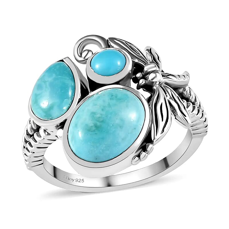 Artisan Crafted Sierra Nevada Turquoise and Sleeping Beauty Turquoise Fancy Ring in Sterling Silver (Size 10.0) 3.00 ctw