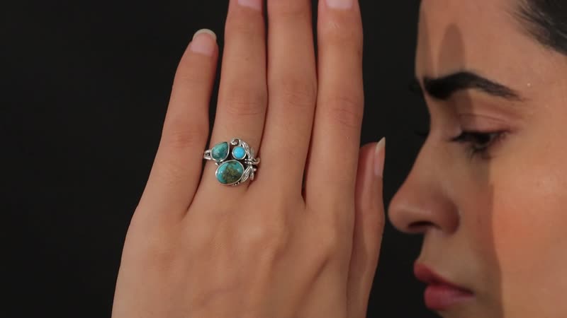 Artisan Crafted Sierra Nevada Turquoise and AMERICAN Natural Sleeping Beauty Turquoise Fancy Ring in Sterling Silver 3.10 ctw