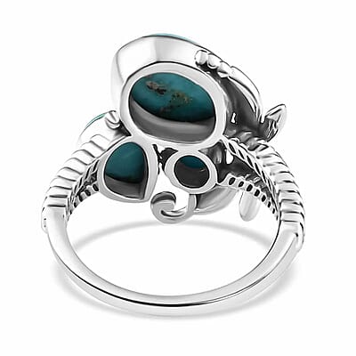Artisan Crafted Sierra Nevada Turquoise and Sleeping Beauty Turquoise Fancy Ring in Sterling Silver (Size 10.0) 3.00 ctw