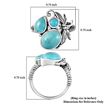 Artisan Crafted Sierra Nevada Turquoise and Sleeping Beauty Turquoise Fancy Ring in Sterling Silver (Size 10.0) 3.00 ctw
