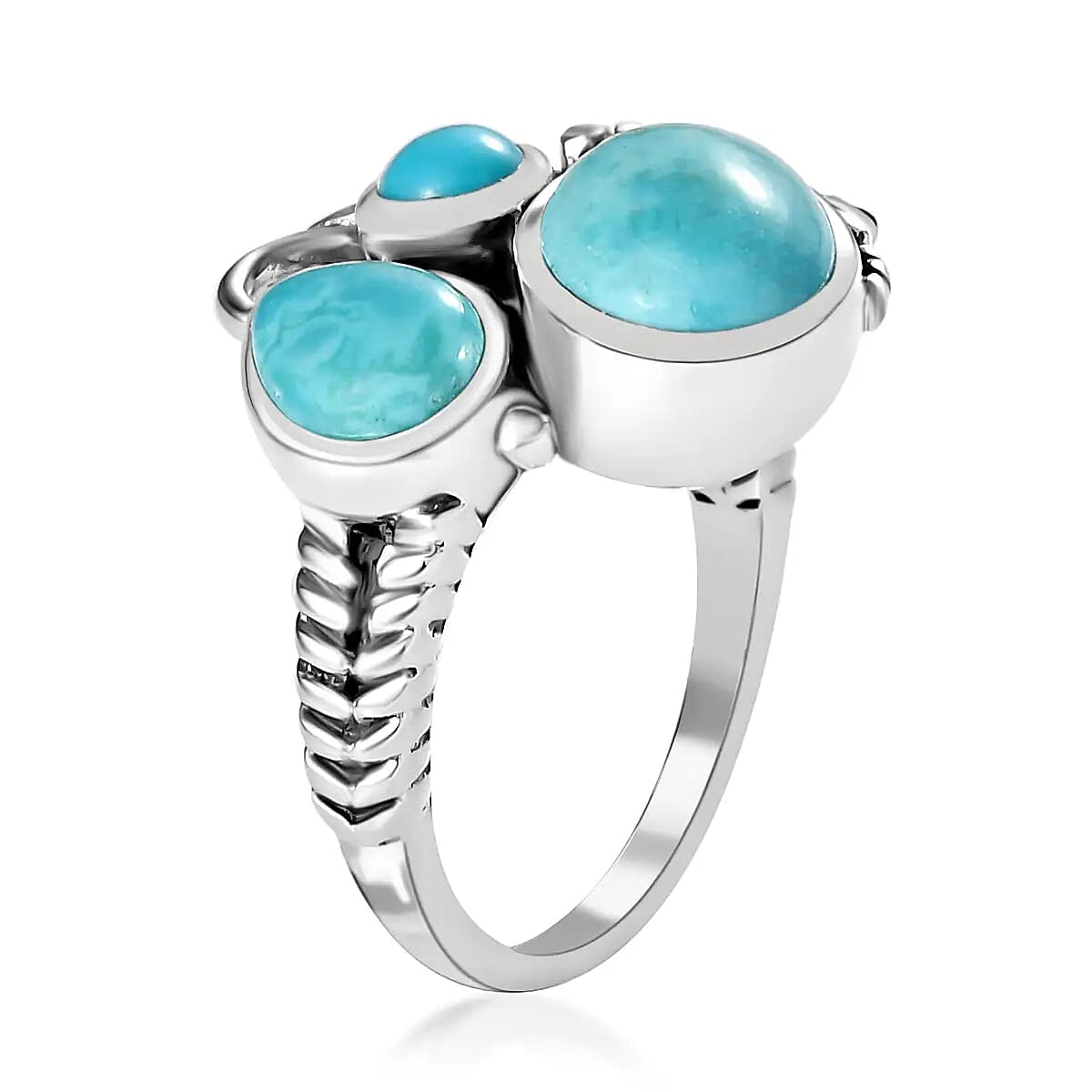 Artisan Crafted Sierra Nevada Turquoise and Sleeping Beauty Turquoise Fancy Ring in Sterling Silver (Size 8.0) 3.00 ctw image number 3