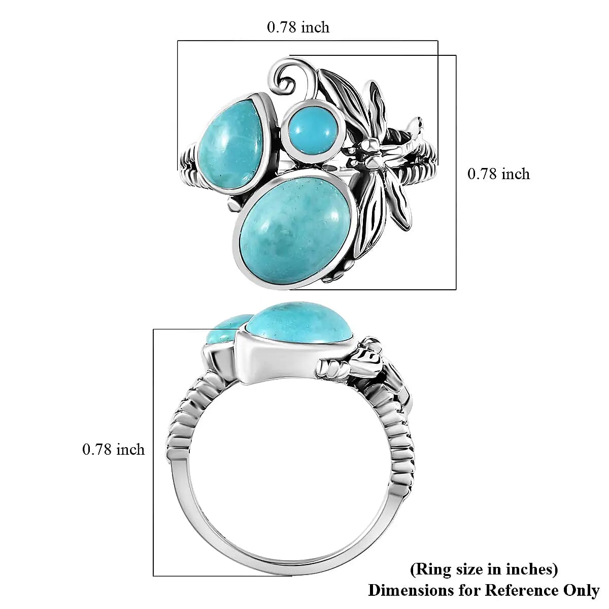 Artisan Crafted Sierra Nevada Turquoise and Sleeping Beauty Turquoise Fancy Ring in Sterling Silver (Size 8.0) 3.00 ctw image number 6