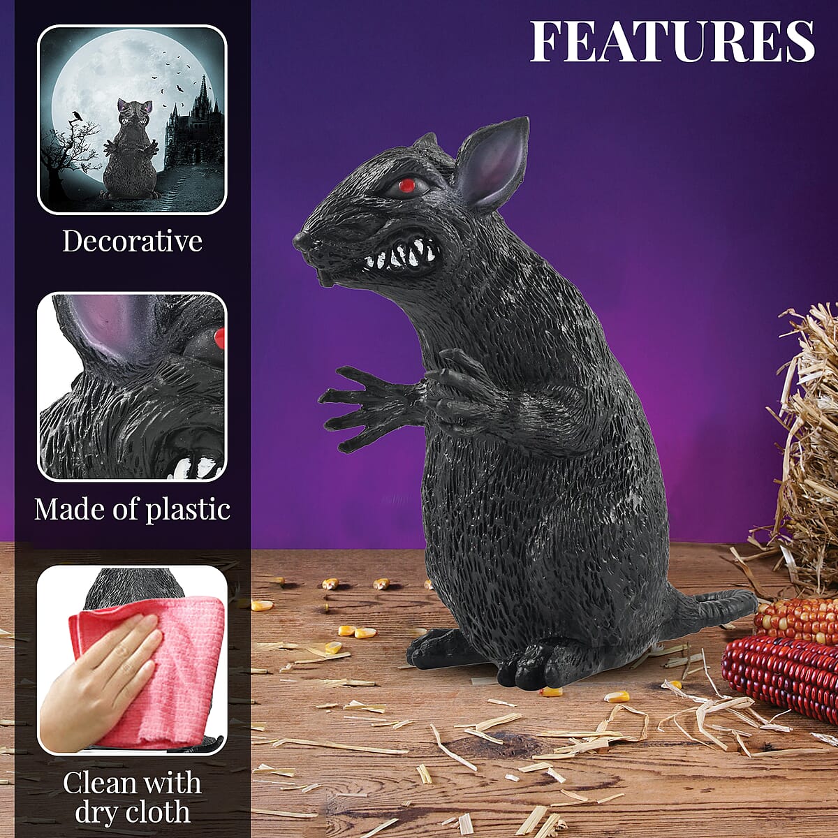 Halloween-Standing&nbsp;Black Rat  image number 2