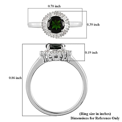 Premium Tanzanian Chrome Tourmaline and Diamond Halo Ring in Platinum Over Sterling Silver (Size 10.0) 1.10 ctw