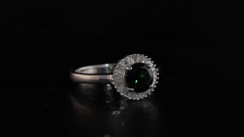 Premium Chrome Tourmaline and Diamond Halo Ring in Platinum Over Sterling Silver (Size 10.0) 1.10 ctw