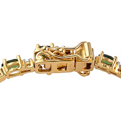 Premium Tanzanian Chrome Tourmaline and Moissanite Tennis Bracelet in Vermeil Yellow Gold Over Sterling Silver (7.25 In) 5.85 ctw