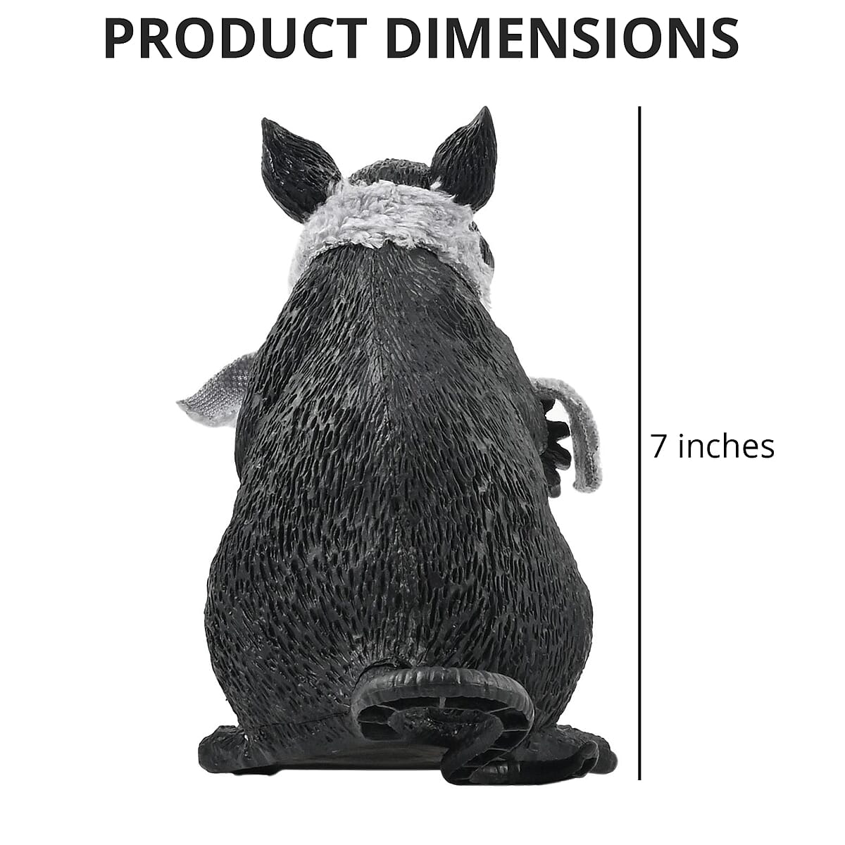 Halloween-Giant 7 Inch Black Rat w/ Grey Scarf image number 3