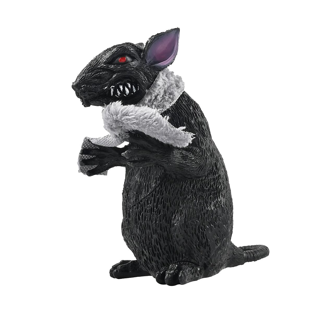 Halloween-Giant 7 Inch Black Rat w/ Grey Scarf image number 6