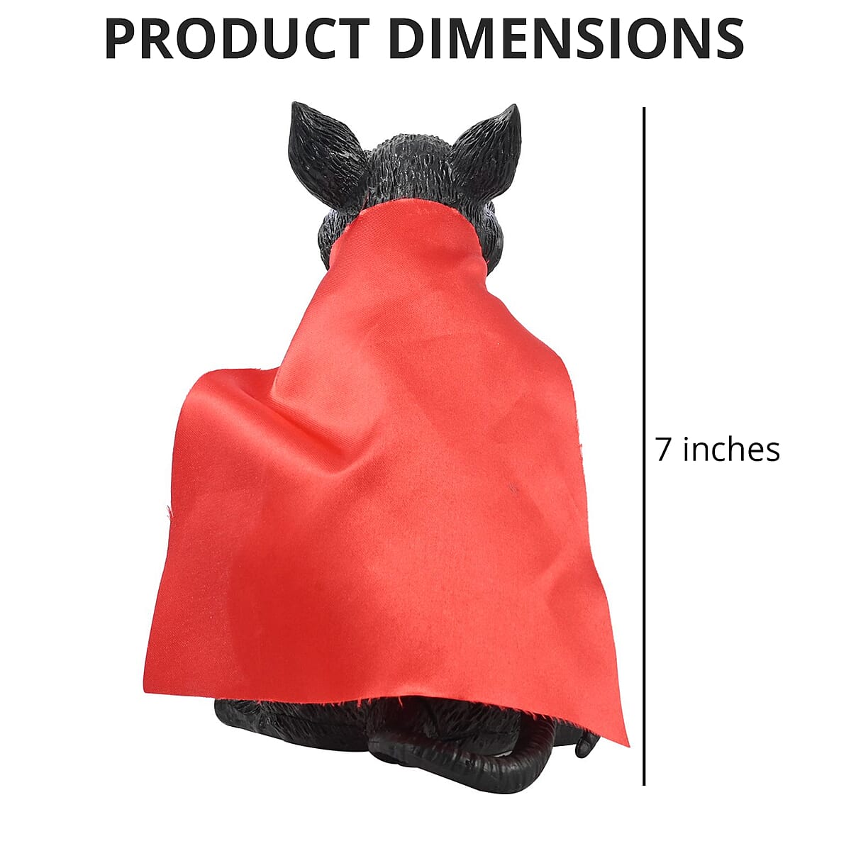 Halloween-Giant 7 Inch Black Rat w/ Red Cape image number 3