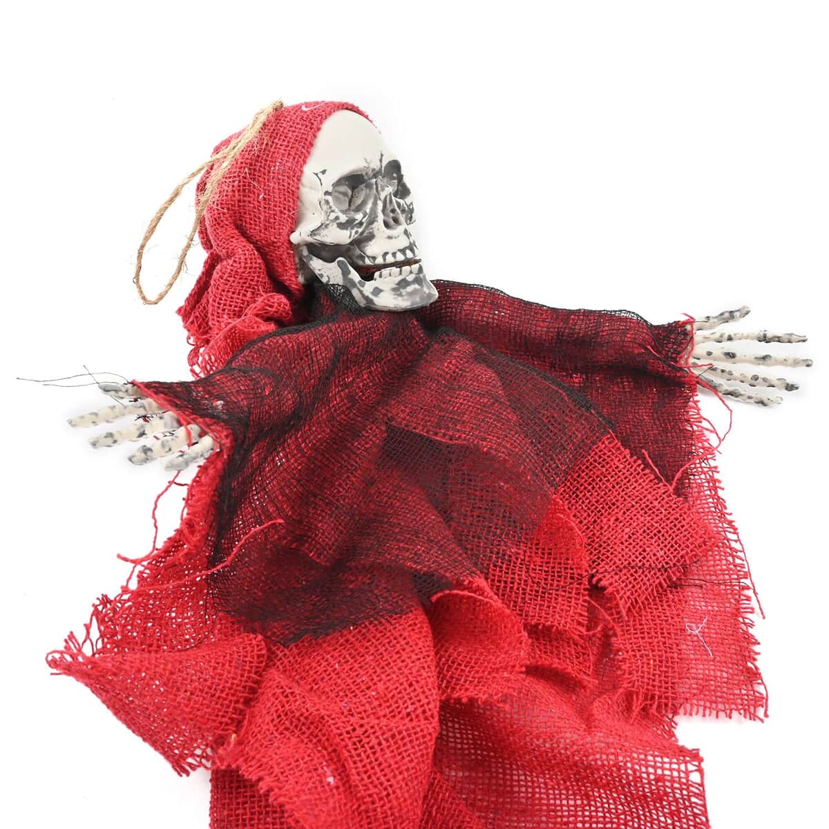 Halloween- 18 Inches Red Shrouded Skull Hanging Decor  image number 5