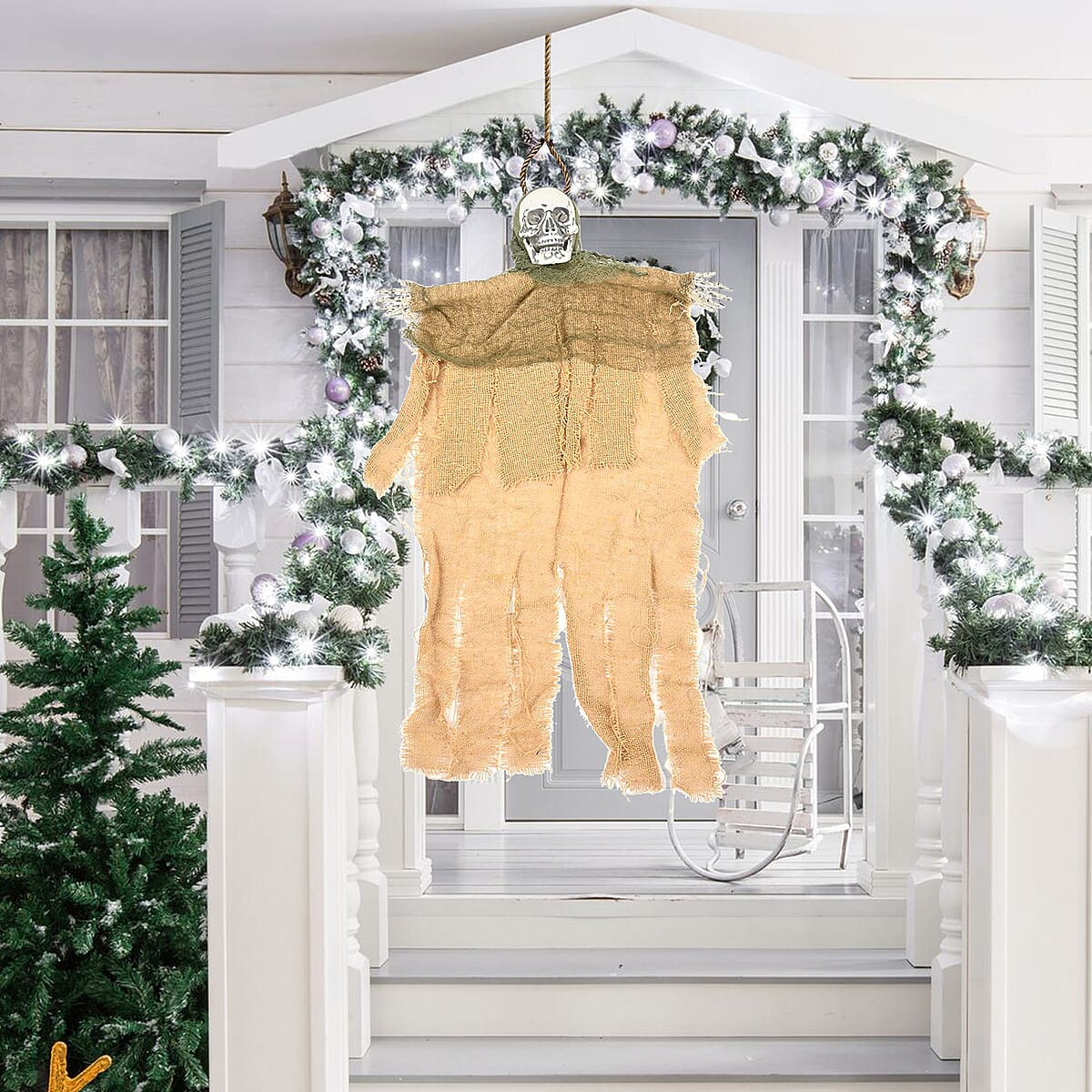 Halloween- 18 Inches Camel Shrouded Skull Hanging Decor image number 1