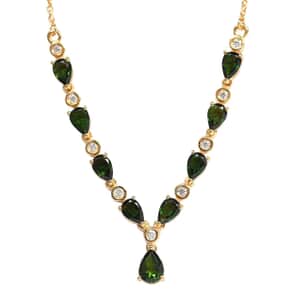 Premium Tanzanian Natural Chrome Tourmaline and Moissanite Necklace 18 Inches in Vermeil Yellow Gold Over Sterling Silver 3.90 ctw