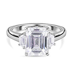 Moissanite 3.60 ctw Ring in Platinum Over Sterling Silver (Size 10.0)