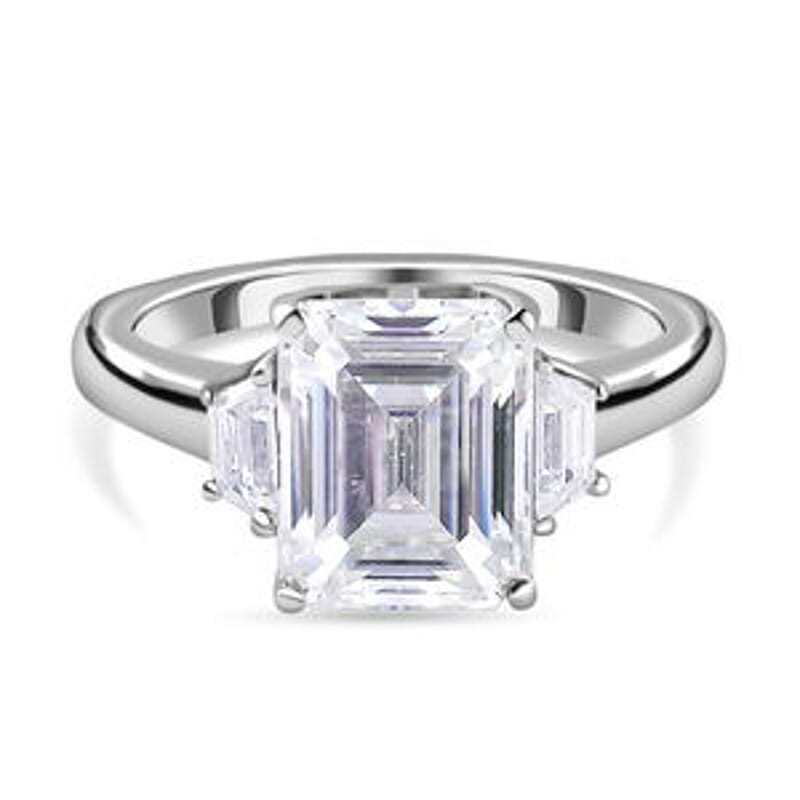 Moissanite 3.60 ctw Ring in Platinum Over Sterling Silver (Size 10.0)
