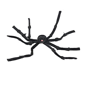 Halloween- Hairy Black Spider W/red Eyes