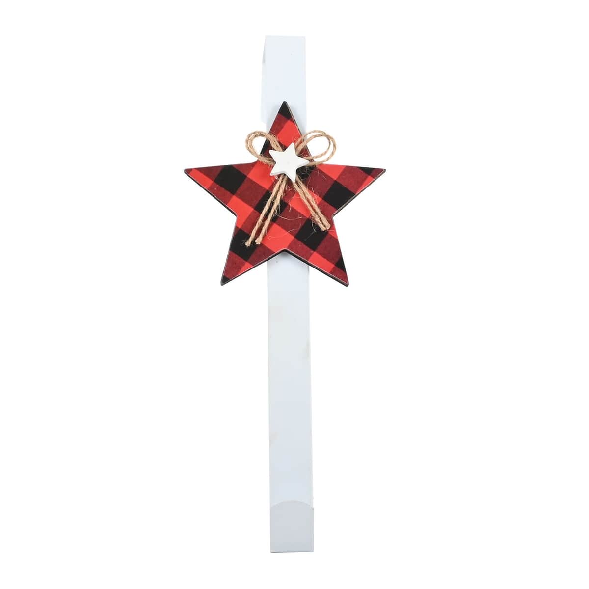 Red and Black Checkered Star Metal Christmas Wreath Hanger (12 Inches) image number 0