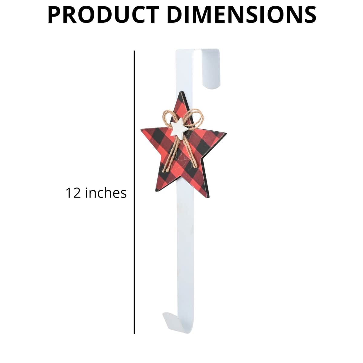 Red and Black Checkered Star Metal Christmas Wreath Hanger (12 Inches) image number 3