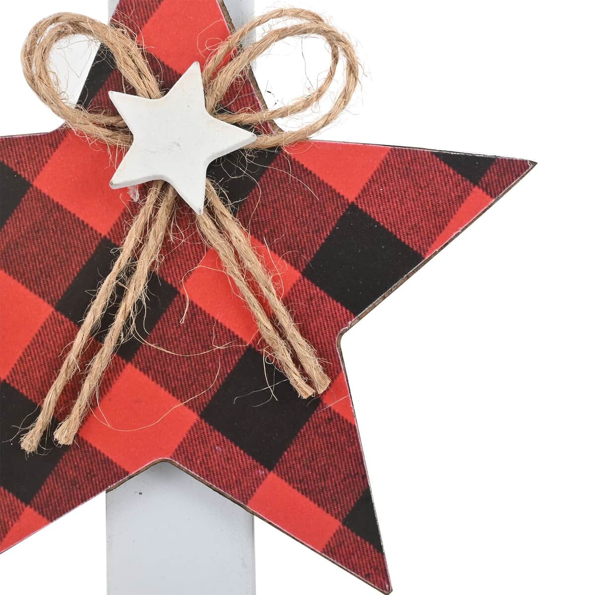 Red and Black Checkered Star Metal Christmas Wreath Hanger (12 Inches) image number 4