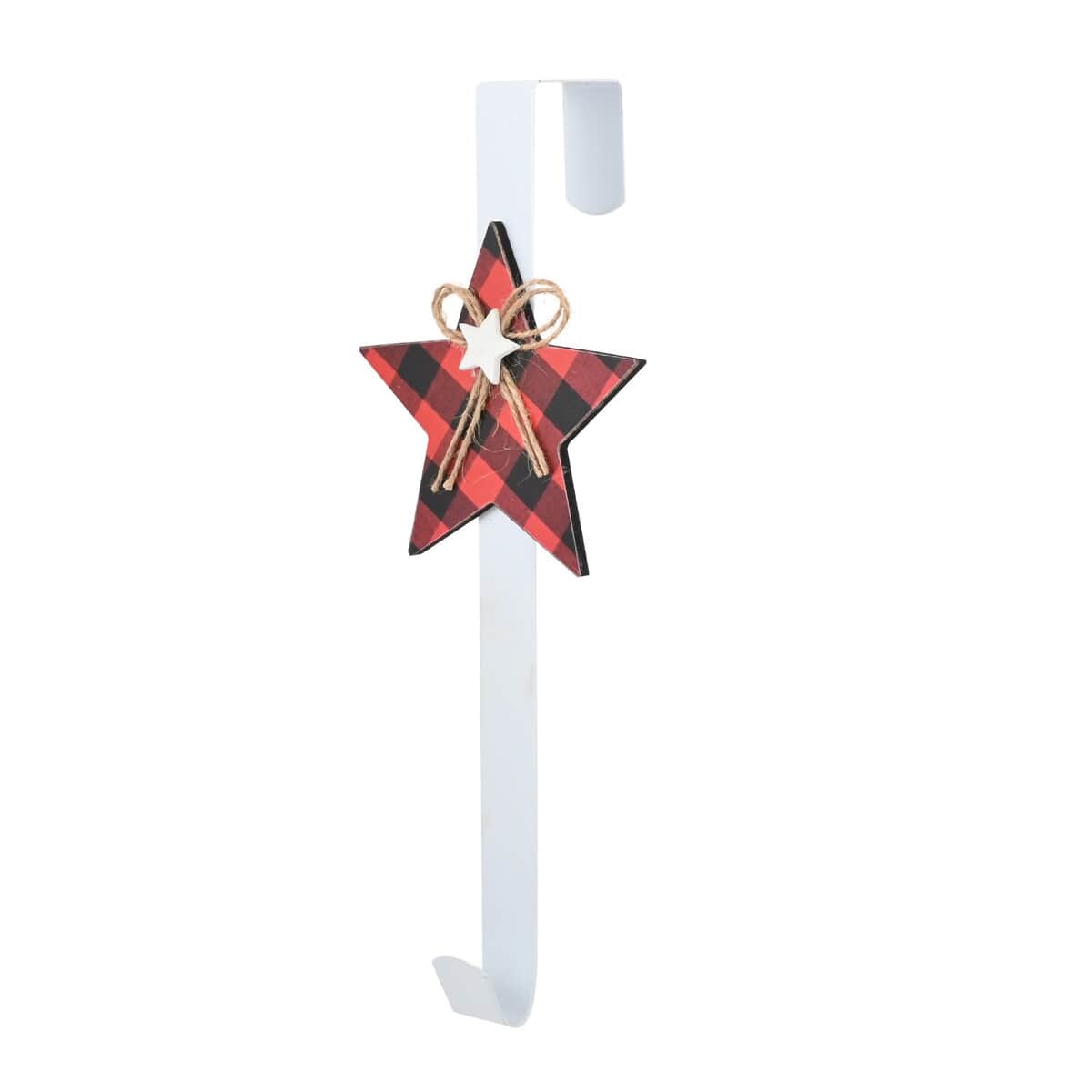 Red and Black Checkered Star Metal Christmas Wreath Hanger (12 Inches) image number 6