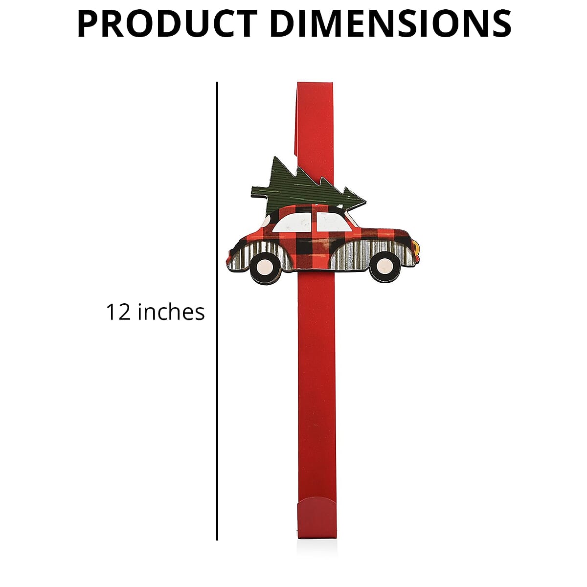 Car with Tree Metal Christmas Wreath Hanger 12 Inches | Door Wreath Hanger Holder | Festive D&eacute;cor | Decoration Items image number 3