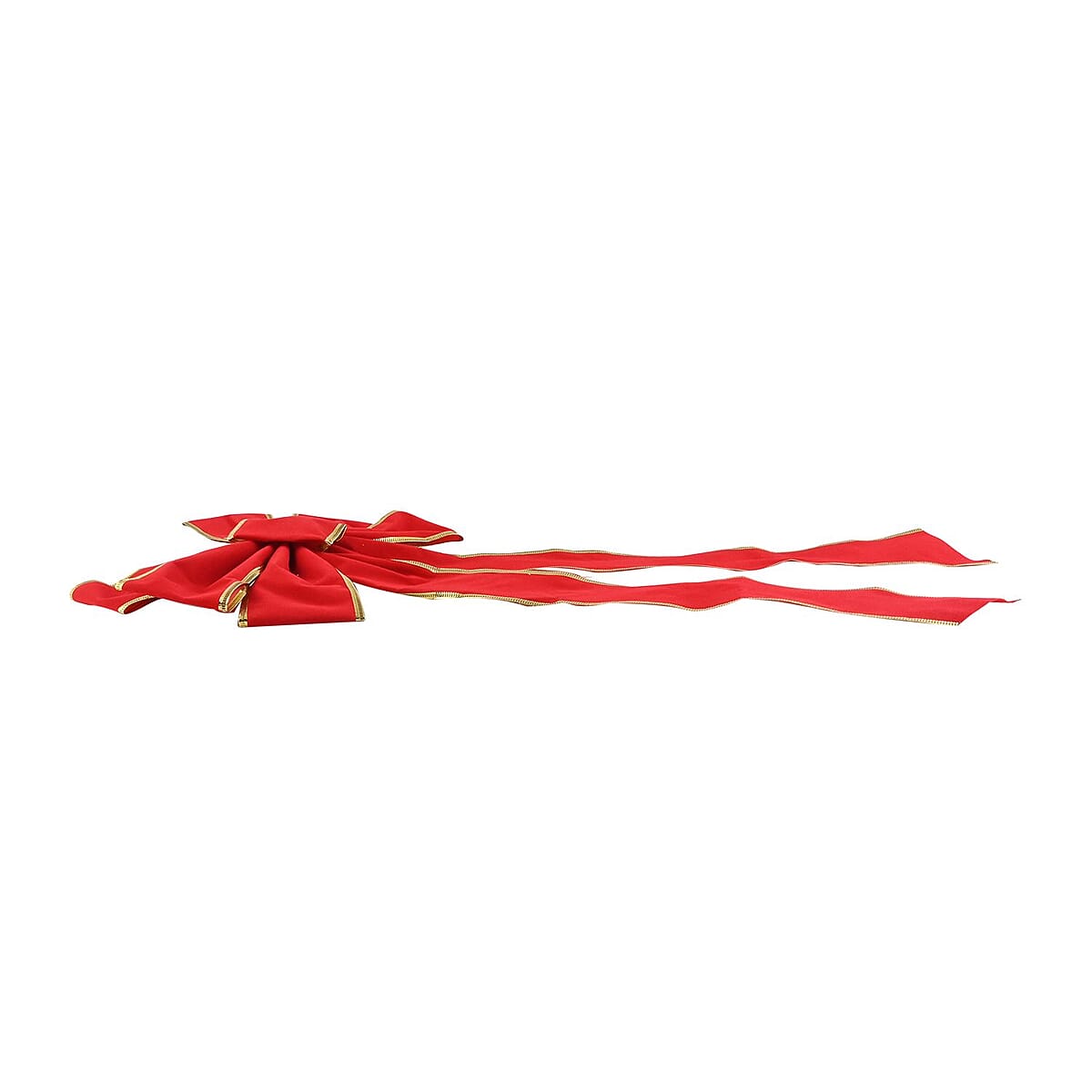 Christmas Red Velvet Bow w/ Gold Trim (10x22 Inches) image number 5