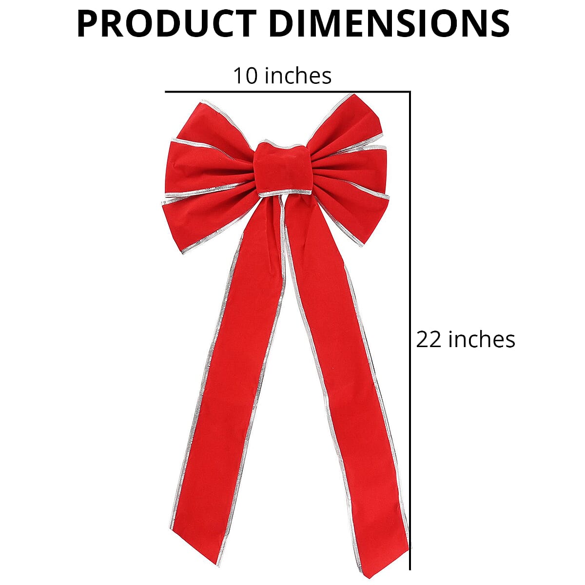 Christmas Red Velvet Bow with Silver Trim image number 3