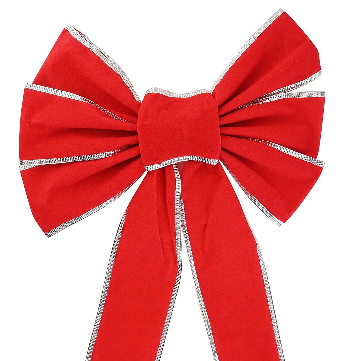 Christmas Red Velvet Bow with Silver Trim image number 4