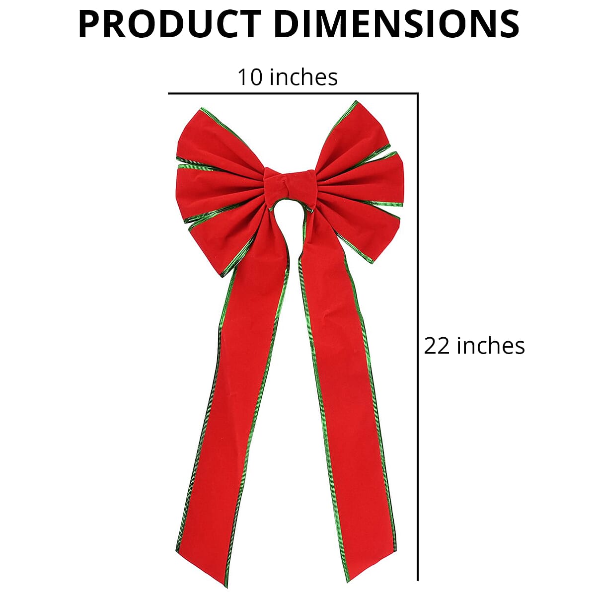 Christmas Red Velvet Bow with Green Trim image number 3