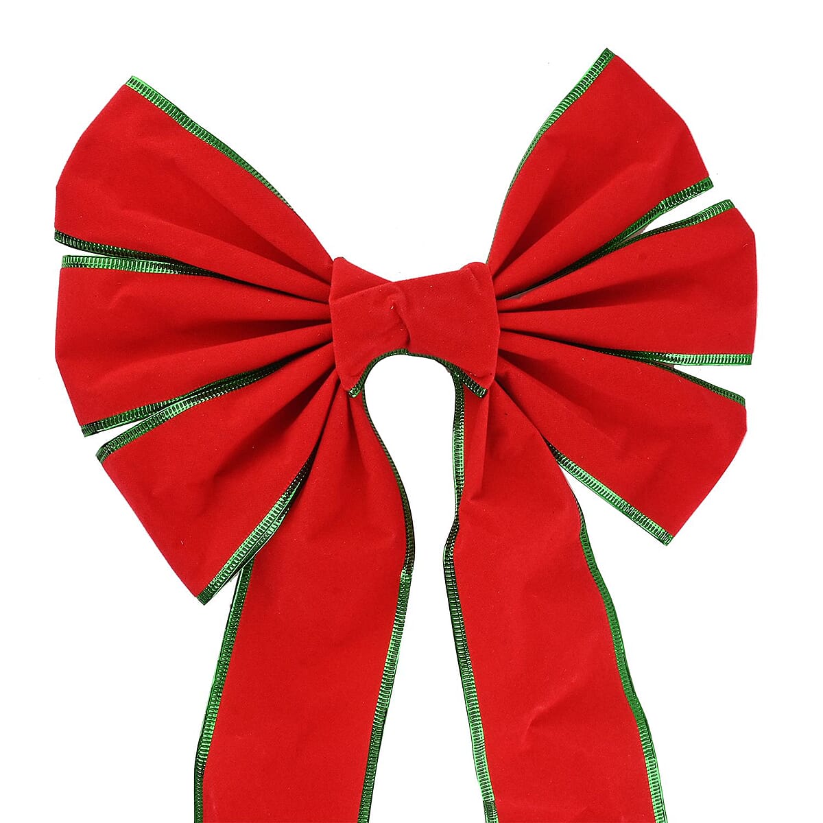 Christmas Red Velvet Bow with Green Trim image number 4