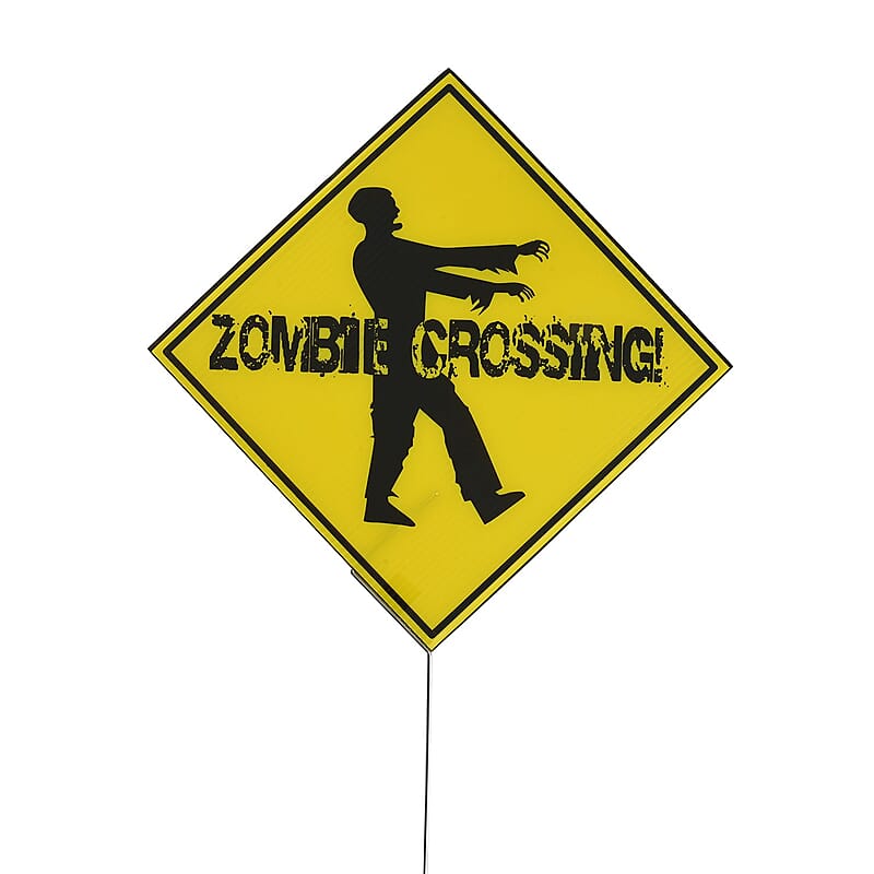 Closeout Halloween- Zombie Crossing Warning Yard Sign