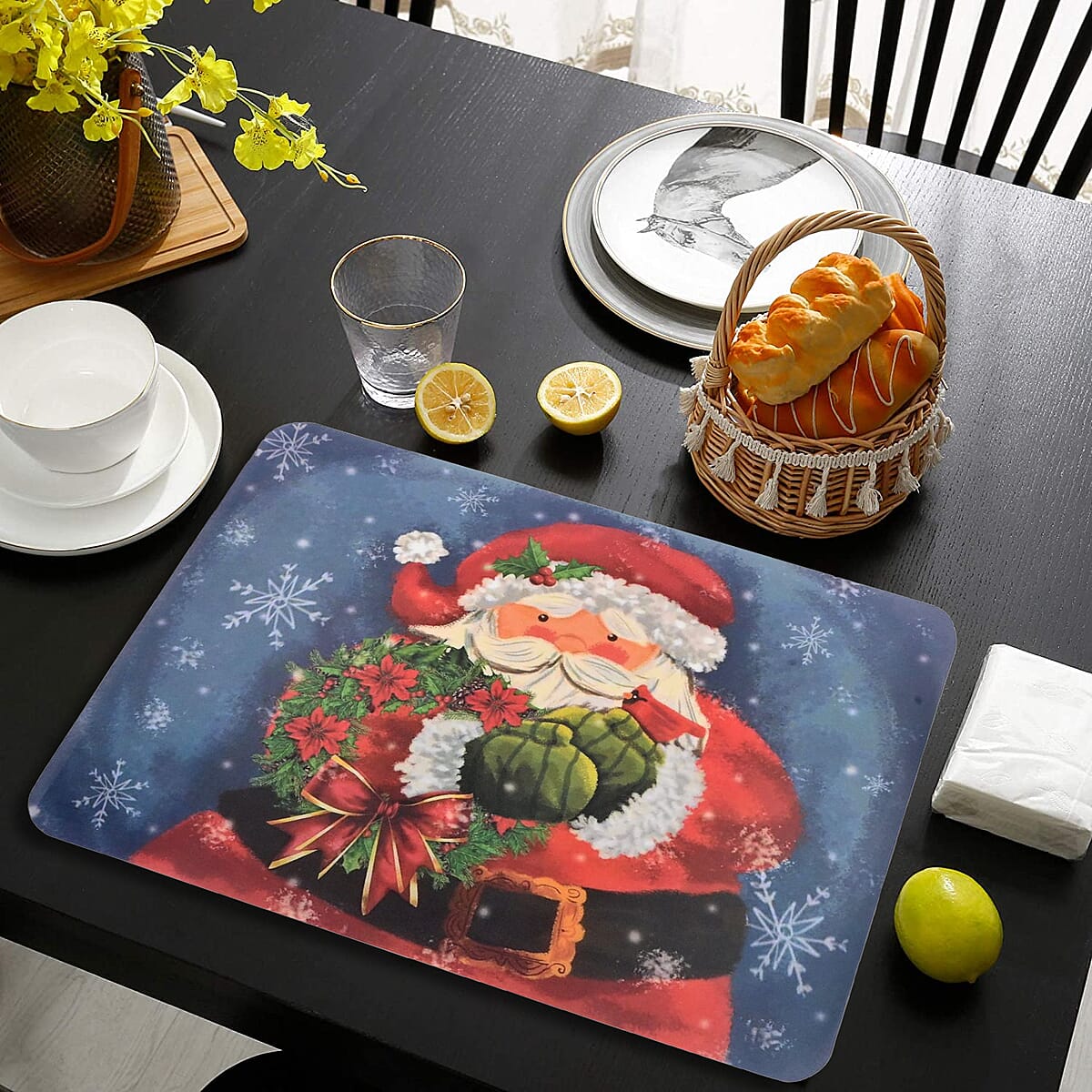 Christmas Santa Plastic Placemat 16x12 Inches image number 1