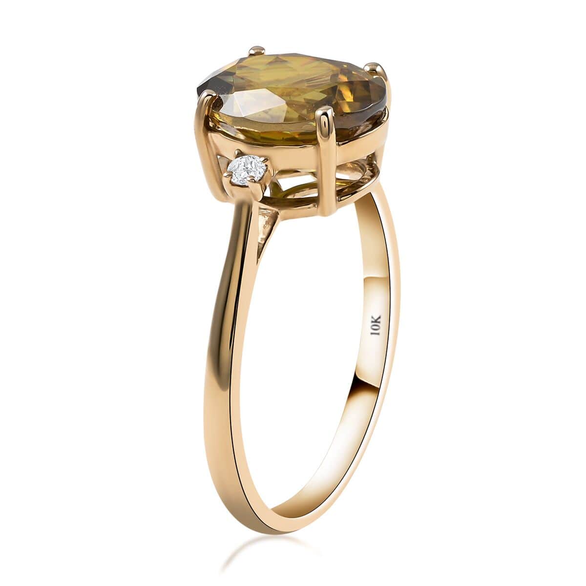 Luxoro AAA Sava Sphene and G-H I2 Diamond 3.20 ctw Ring in 10K Yellow Gold (Size 6.0) image number 3