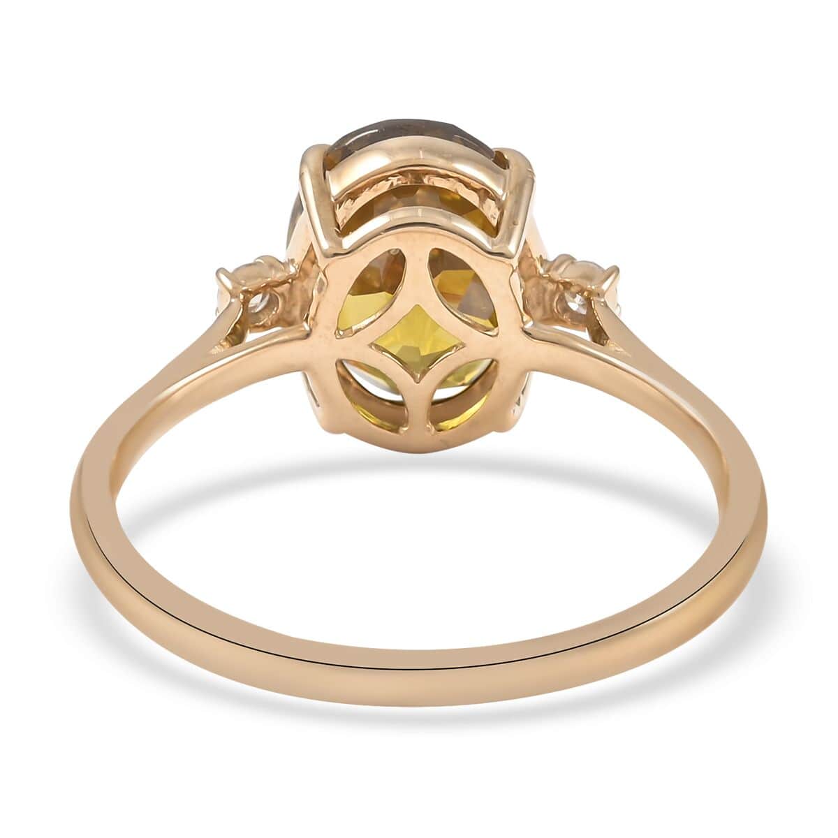 LUXORO 10K Yellow Gold AAA Sava Sphene, Diamond (G-H, I2) Ring (Size 9.0) 3.20 ctw image number 4
