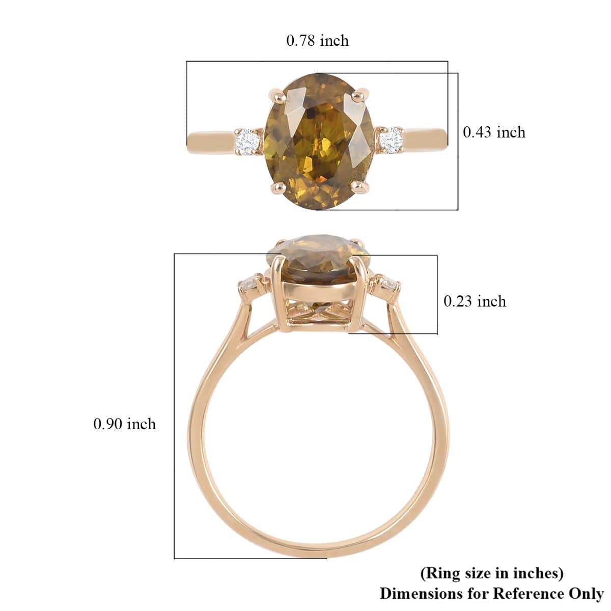 LUXORO 10K Yellow Gold AAA Sava Sphene, Diamond (G-H, I2) Ring (Size 9.0) 3.20 ctw image number 5
