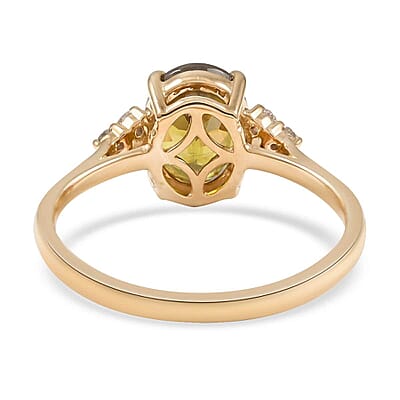 Luxoro 10K Yellow Gold AAA Sava Sphene and G-H I2 Diamond Ring (Size 6.0) 2.35 ctw