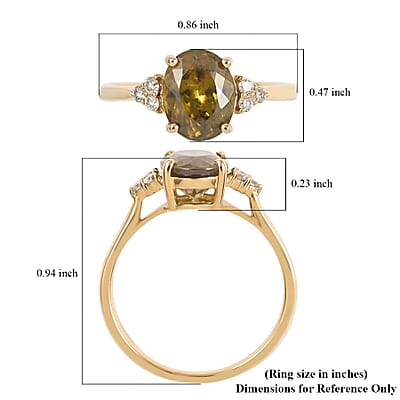 Luxoro 10K Yellow Gold AAA Sava Sphene and G-H I2 Diamond Ring (Size 6.0) 2.35 ctw