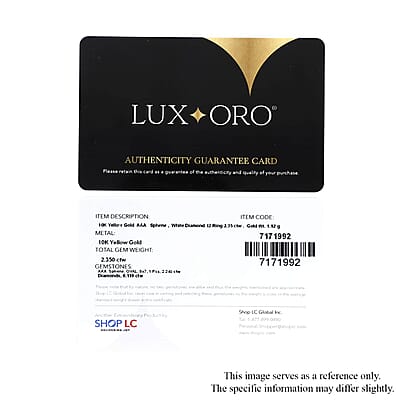 Luxoro 10K Yellow Gold AAA Sava Sphene and G-H I2 Diamond Ring (Size 6.0) 2.35 ctw