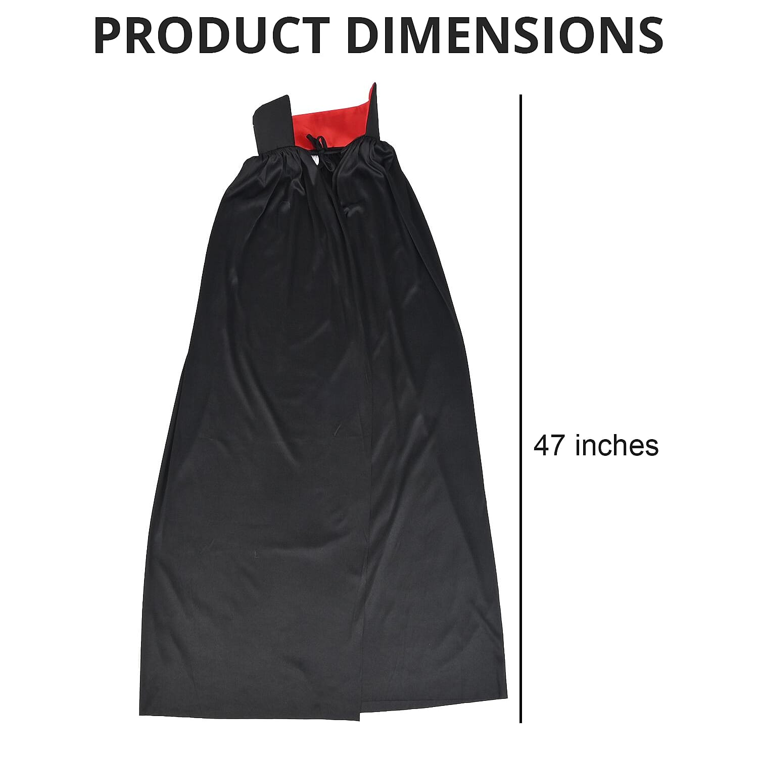 Halloween- Vampire Cape W/satin Red Collar 47 Inches (Adult Size) | Vampire Cape Halloween Costume | Dracula Cape