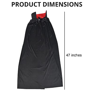 Halloween- Vampire Cape W/satin Red Collar 47 Inches (Adult Size) | Vampire Cape Halloween Costume | Dracula Cape