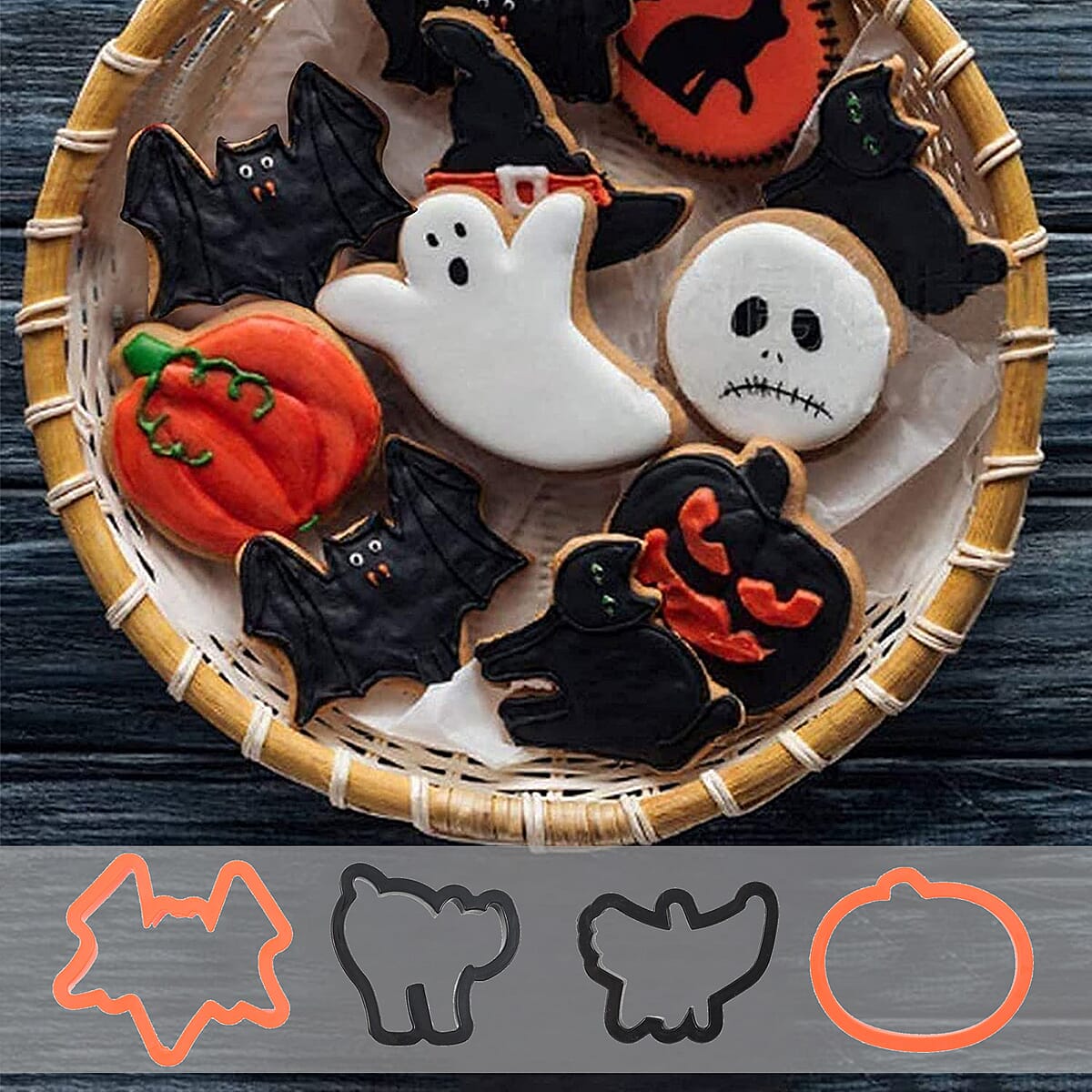Halloween- 4pk Plastic Cookie Cutters - Orange image number 1