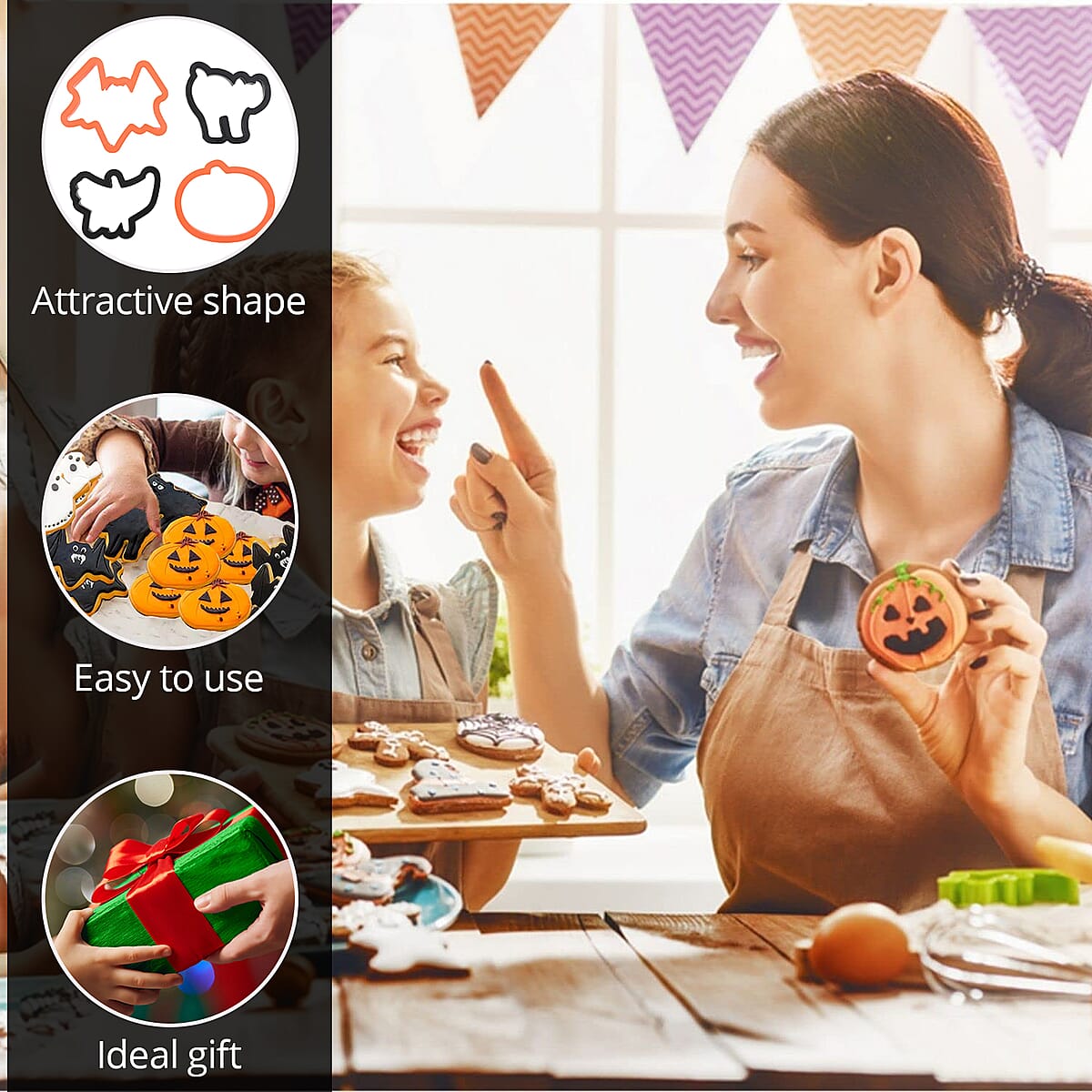 Halloween- 4pk Plastic Cookie Cutters - Orange image number 2