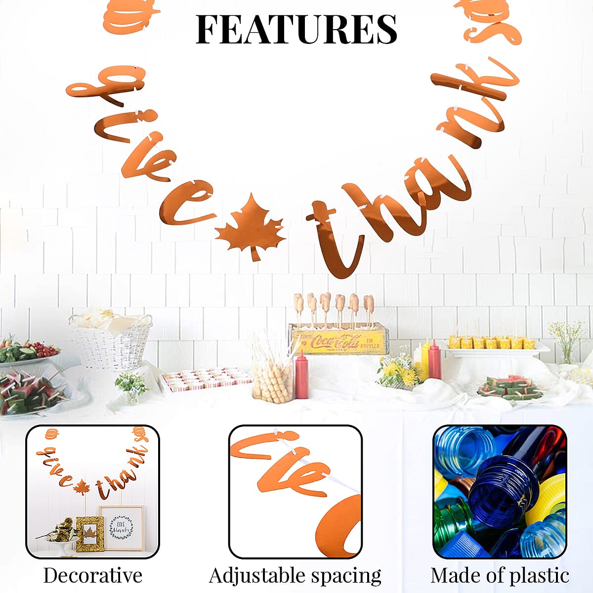 "Happy Thanksgiving" Decorative Banner (Fall Decor) image number 2