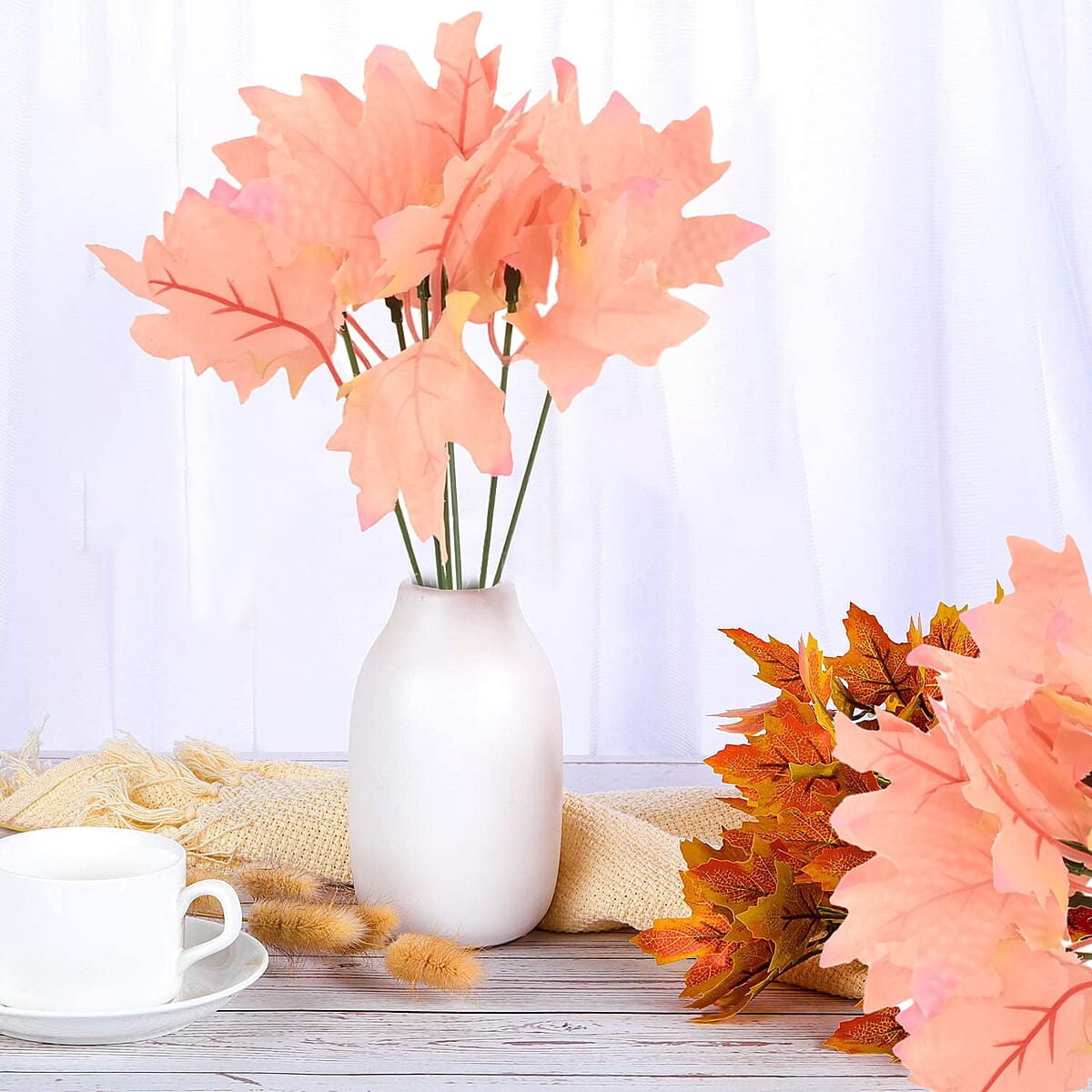 Fall Leaves 7-Stem Bouquet (Pastel Orange) | Fall D&eacute;cor | Home D&eacute;cor | Festive D&eacute;cor | Decoration Items image number 1
