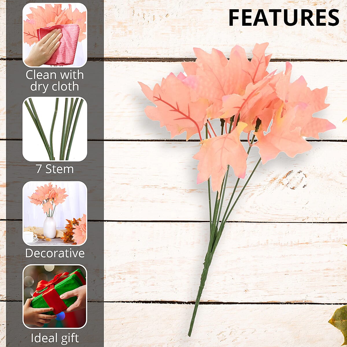 Fall Leaves 7-Stem Bouquet (Pastel Orange) | Fall D&eacute;cor | Home D&eacute;cor | Festive D&eacute;cor | Decoration Items image number 2