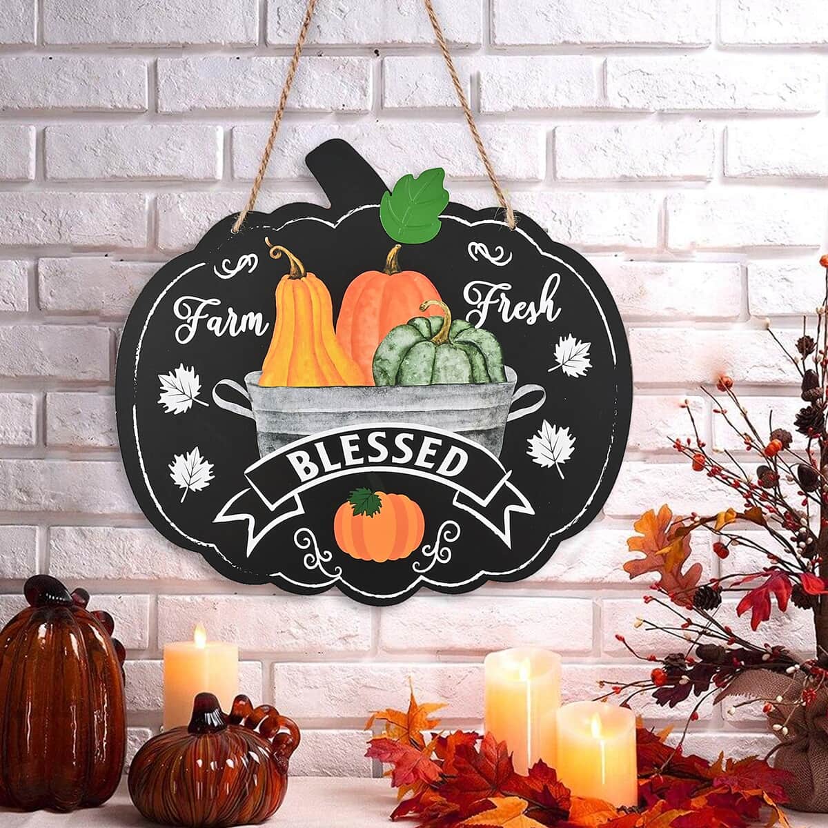 "Blessed" Pumpkin Harvest Wall Plaque (Fall Decor) image number 1
